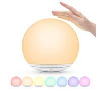 Suright Veilleuse Enfant,Lampe de Chevet Rechargeable USB,Veilleuse Bébé avec Lumière Chaude Dimmable Progressive&Lumière de 7 Couleurs,Tactile&Interrupteur et Minuterie pour Chambre,Cadeau