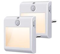 Suright Veilleuse Enfant LED[Lot de 2],Veilleuse Prise Electrique Dimmable avec Détecteur de Mouvement, Lampe Nuit Blanche Naturel 3500K pour Chambre Bébé, Placard, Salon, Escaliers, Couloir etc.