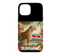 Suriname Nature avec Drapeau et Jaguar pour Adultes et Enfants Coque pour iPhone 15