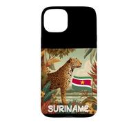 Suriname Nature avec Drapeau et Jaguar pour Adultes et Enfants Coque pour iPhone 15 Plus