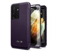 SURITCH Bumper Coque pour Samsung Galaxy S21 Ultra 360 Degrés Protection Antichocde qualité Militaire Coque avec Double Cadre Avant pour Samsung S21 Ultra 6.8 Pouces(Violet foncé)