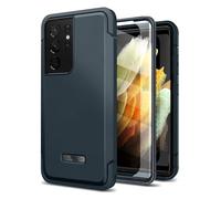 SURITCH Bumper Coque pour Samsung Galaxy S21 Ultra 360 Degrés Protection Antichocde qualité Militaire Coque avec Double Cadre Avant pour Samsung S21 Ultra 6.8 Pouces(Vert Bleu)