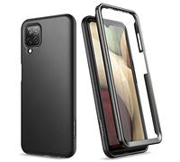 SURITCH Compatible avec Samsung A12 Silicone 360 Degrés Bumper Souple Integrale Antichoc Etui Coque De Protection Avant et Arrière Housse Samsung Galaxy A12 (Noir)