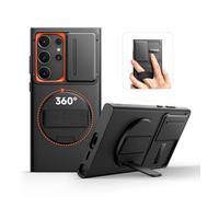 SURITCH Coque Compatible avec Samsung Galaxy S24 Ultra avec Poignée de Support Rotative à 360° Béquille Invisible et Coque Coulissante pour Appareil Photo Étui de Protection Résistante aux Chocs-Noir