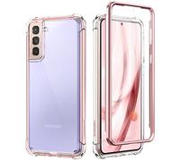 SURITCH Coque Compatible avec Samsung S21 5G 6,2 Pouce 360 Degré Transparente Antichoc Silicone Or Rose Bumper [Ultra Hybrid] Integrale Full Body Protection Etui Housse avec Protection Camera-Or Rose