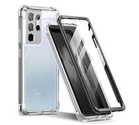 SURITCH Coque Compatible avec Samsung S21 Ultra 360 Transparente Antichoc Silicone Bumper [Ultra Hybrid] Integrale Full Body Protection Etui Housse pour Galaxy S21 Ultra 5G 6,8" (Noir)