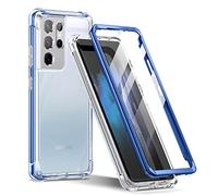 SURITCH Coque Compatible avec Samsung S21 Ultra 360 Transparente Antichoc Silicone Bumper [Ultra Hybrid] Integrale Full Body Protection Etui Housse pour Galaxy S21 Ultra 5G 6,8" (Bleu)