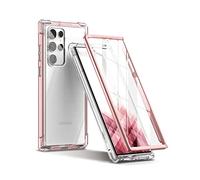 SURITCH Coque Compatible avec Samsung S22 Ultra 360°Transparente Antichoc Silicone Bumper [Ultra Hybrid] Integrale Anti-Rayures Full Body Protection Etui Housse pour Galaxy S22 Ultra 5G (Or Rose)