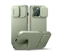 SURITCH Coque Magnétique Compatible avec iPhone 13 Pro, boîtier Tampon résistant aux Chocs Coque de Protection avec Couvercle Coulissant pour Appareil Photo et Support réglable(Vert)