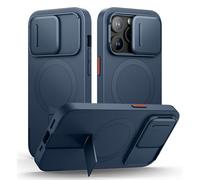 SURITCH Coque Magnétique Compatible avec iPhone 14 Pro, Coque de Protection avec Couvercle Coulissant pour Appareil Photo et Support réglable(Bleu foncé)