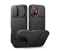 SURITCH Coque Magnétique Compatible avec iPhone 16, Coque de Protection avec Couvercle Coulissant pour Appareil Photo et Support réglable(Noir)
