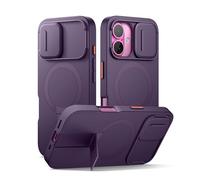 SURITCH Coque Magnétique Compatible avec iPhone 16, Coque de Protection avec Couvercle Coulissant pour Appareil Photo et Support réglable(Violet)