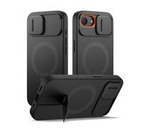 SURITCH Coque Magnétique Compatible avec iPhone 16e, Coque de Protection avec Couvercle Coulissant pour Appareil Photo et Support réglable(Noir)