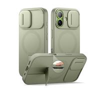 SURITCH Coque Magnétique Compatible avec iPhone 17, Coque de Protection avec Couvercle Coulissant pour Appareil Photo et Support réglable(Vert)