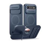 SURITCH Coque Magnétique Compatible avec iPhone Air, Coque de Protection avec Couvercle Coulissant pour Appareil Photo et Support réglable pour iPhone 17 Air(Bleu foncé)
