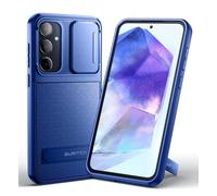SURITCH Coque pour Samsung Galaxy A55 5G avec Protection Caméra Coulissante + Béquille, Étui Housse Antichoc TPU + PC Cover pour Samsung A55 5G - Bleu