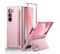 SURITCH Coque pour Samsung Galaxy Z Fold 6, Coque Intégrale Fold 6 Couverture avec Protecteur d'écran+Fente pour Stylo+Béquille, Housse de Protection Complète pour Galaxy Z Fold 6 2024, Couleur Rose