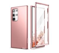 SURITCH Coque Samsung Galaxy S22 Ultra 360 Degrés Bumper Souple Integrale Antichoc Etui Coque De Protection Avant et Arrière Housse Samsung Galaxy S22 Ultra 5G 6.8 Pouces (Or Rose)