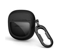 SURITCH Étui pour écouteurs Bose QuietComfort Earbuds II 2022/QuietComfort Ultra 2023/Ultra 2nd Gen,Protection Antichoc en avec Mousqueton, Porte-Clés et Fenêtre Transparente avec Logo(Noir)