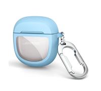 SURITCH Étui pour écouteurs Bose QuietComfort II 2022/QuietComfort Ultra 2023, Coque de Protection Antichoc en TPU avec Mousqueton, Porte-Clés et Fenêtre Transparente avec Logo(Bleu)