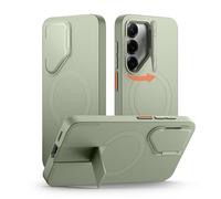 SURITCH Magnétique Coque Compatible avec Samsung Galaxy S25 avec Couvercle de Caméra et Support Métallique Résistante aux Chocs Housse de Protection pour Galaxy S25 5G-Vert