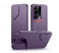 SURITCH Magnétique Coque Compatible avec Samsung Galaxy S25 avec Couvercle de Caméra et Support Métallique Résistante aux Chocs Housse de Protection pour Galaxy S25 5G-Violet
