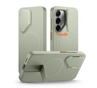 SURITCH Magnétique Coque Compatible avec Samsung Galaxy S25 Plus avec Couvercle de Caméra et Support Métallique Résistante aux Chocs Housse de Protection pour Galaxy S25 Plus 5G-Vert