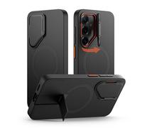 SURITCH Magnétique Coque Compatible avec Samsung Galaxy S25 Plus avec Couvercle de Caméra et Support Métallique Résistante aux Chocs Housse de Protection pour Galaxy S25 Plus 5G-Noir
