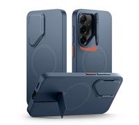 SURITCH Magnétique Coque Compatible avec Samsung Galaxy S25 Plus avec Couvercle de Caméra et Support Métallique Résistante aux Chocs Housse de Protection pour Galaxy S25 Plus 5G-Bleu