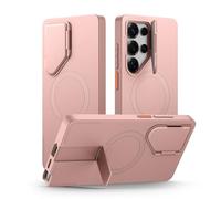 SURITCH Magnétique Coque Compatible avec Samsung Galaxy S25 Ultra avec Couvercle de Caméra et Support Métallique Résistante aux Chocs Housse de Protection pour Galaxy S25 Ultra 5G-Matin Rosée Rose