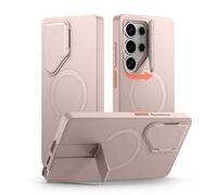 SURITCH Magnétique Coque Compatible avec Samsung Galaxy S25 Ultra avec Couvercle de Caméra et Support Métallique Résistante aux Chocs Housse de Protection pour Galaxy S25 Ultra 5G-Rose