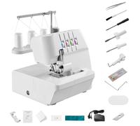 Surjeteuse 1250 Points par Minute-Duoku-Machine à Surjeter 2/3/4 Fils-Compatible avec Divers Tissus-Blanc