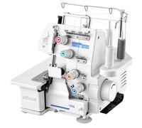 VEVOR Surjeteuse 1250 Points par Minute, Machine à Surjeter Compatibilité 3 et 4 Fils, Machine à Coudre pour Divers Tissus, avec Éclairage LED et Ventouses Puissantes, Châssis Métallique, Blanche