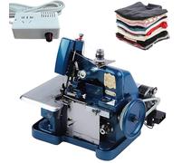 Surjeteuse industrielle, surjeteuse à cadre métallique 250 W avec régulateur de vitesse, surjeteuse électrique, longueur de point réglable, pied-de-biche fixe, pour cuir et tissu(Blue)