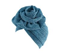 Surkat Turban à fleurs brillantes pour cheveux, bleu lac, Taille unique