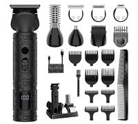 Surker Tondeuse Barbe Homme Tondeuse Cheveux Professionnelle Avec Lame en T de Coupe de Cheveux Chauve 0 mm Rasoir électrique Tondeuse Corps de Précision pour Nez 7 en 1,Noir