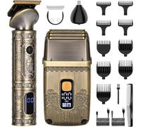 Surker Tondeuse de Précision T-Lame & Rasoir Électrique pour Hommes - Rasoir à Grille Tondeuse Barbe - Coffret de Toilettage Homme avec Lames Triple - Sans Fil