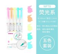 Surligneur Bra Traité Wft8,Pinceau Souple,Marqueur À Double Tête,Ensemble De Stylos D'interconnexion,Compte À Main,Conception De Police De Fleurs En Anglais,Stylo À Colori - Type Fluorescent Series