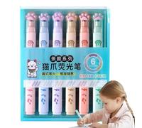 Surligneur de couleur : stylo portable avec motif patte de chat, instrument d'écriture à séchage rapide et couleurs vives | Marqueur surligneur multifonction pour l'école, articles mignons