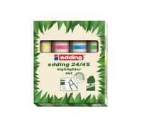Surligneur - edding - EcoLine 24 - Encre à l'eau - Pointe biseautée - Pack de 4 couleurs