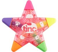 Surligneur Étoile Multicolore 5 En 1,Stylo Compact Pour École/Bureau,Rose,Orange,Vert,Jaune,Violet,Design Économiseur D'espace Avec Couvercles Vifs