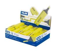Surligneur jaune fluo Milan à pointe biseautée -12pcs-.