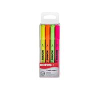 Kores Surligneur High Liner – Pointe biseautée 0,5–3,5 mm – Encre à base d'eau – 4 pièces assorties