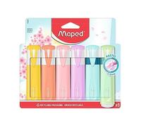 Surligneur - MAPED - Fluo'Peps Pastel & Glitter - Pointe biseautée - Pack 8 (6 pastel + 2 paillettes) - Encre longue durée