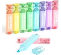 Surligneur Pastel,8 Surligneurs Pastel Kawaii,Highlighter À Pointe Biseautée,Non Toxique,Parfait Pour Surligner Marquer Journal Notes Pour Ecole Bureau
