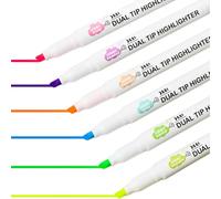 Surligneur Pastel, Lot de 6 Surligneurs Double Pointe 12 Couleurs Macaron, Surligneurs Esthétiques pour Bible, Journaling et Fournitures Scolaires, Feutre de Marquage Doux pour Étudiants et Bureau