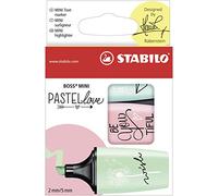 Surligneur pastel - STABILO BOSS MINI Pastellove - Étui carton x 3 surligneurs - Menthe / Rose / Turquoise