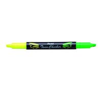 Surligneur Pentel Twin Checker double pointe biseaut e, encre jaune/verte, lot de 12 (SLW8-GK)