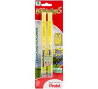 Surligneur r tractable Pentel Handy-line S pointe biseaut e, encre jaune, lot de 2 (SXS15BP2G)