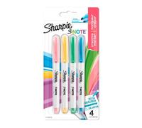 Sharpie Surligneurs S-Note – Pointe biseautée – 4 unités couleurs assorties (Blister)